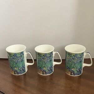 Van Gogh Iris Design Sutherland England Fine Bone China Mugs - Set of 3